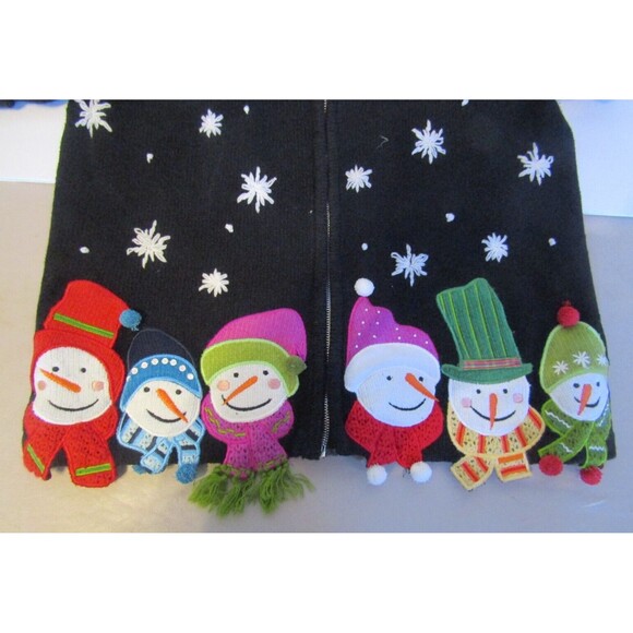 Snowman Christmas Cardigan Vintage 80s Holiday Sweater All Points Size M - Picture 7 of 9